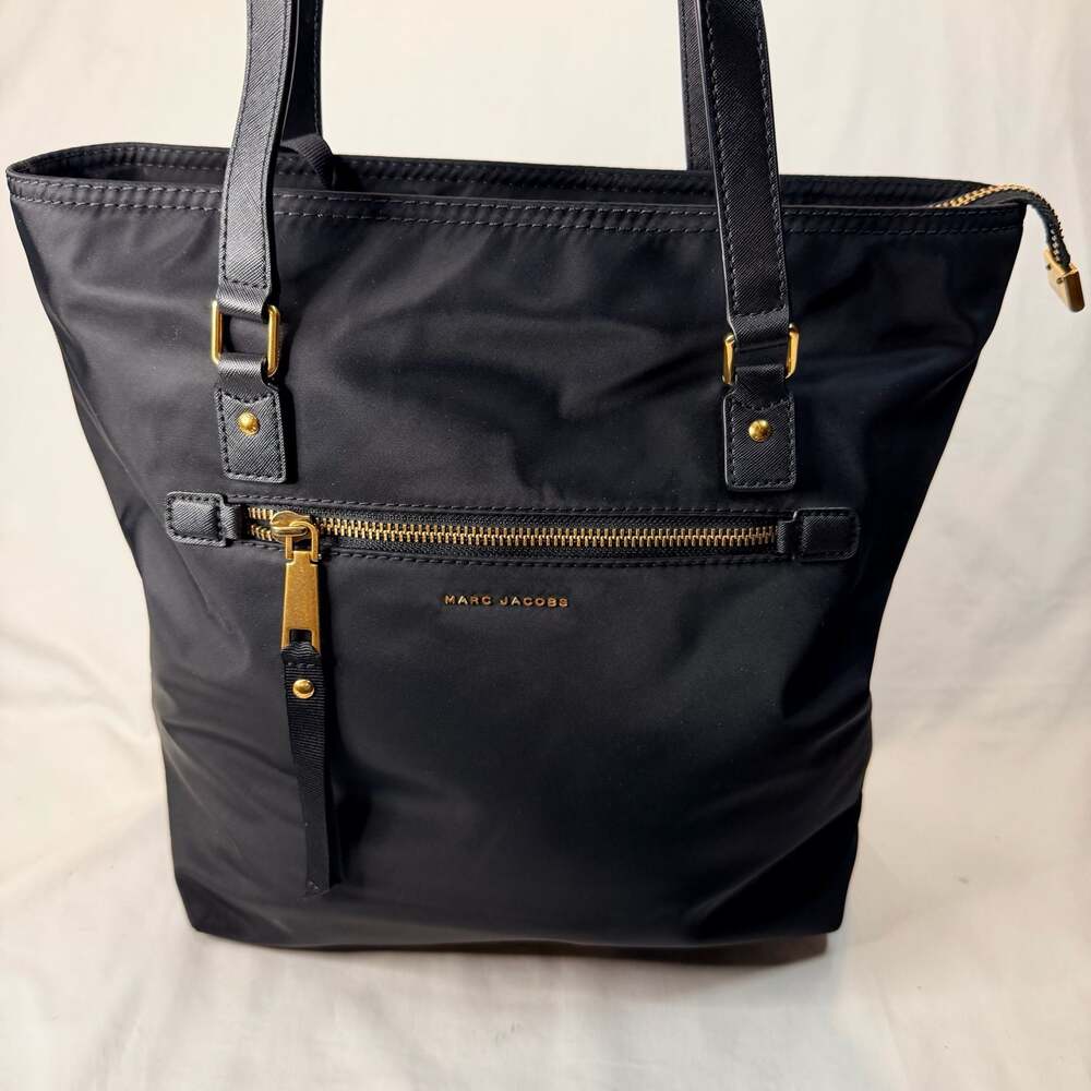 Marc Jacobs Black Nylon Trooper Tote Bag with Gold Hardware